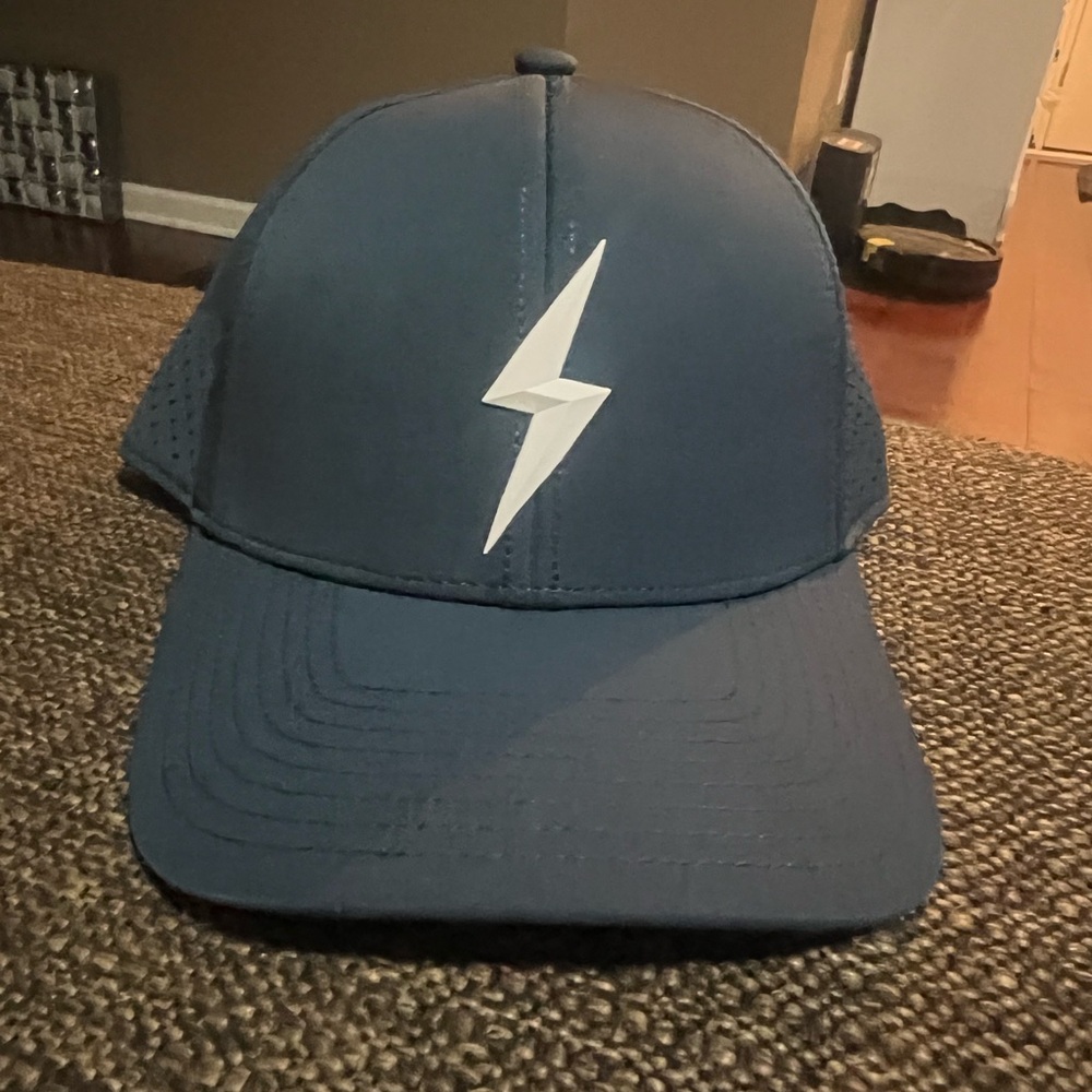 Blue Cap with Lightning Bolt Design